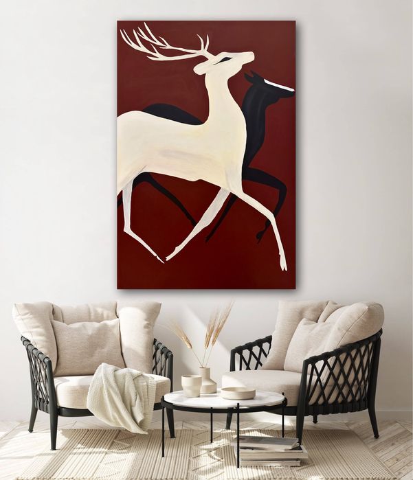 Стильна картина олені бордо тренд абстракція