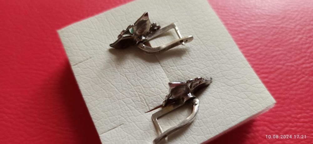 Серьги серебряные + кольцо+ сережки