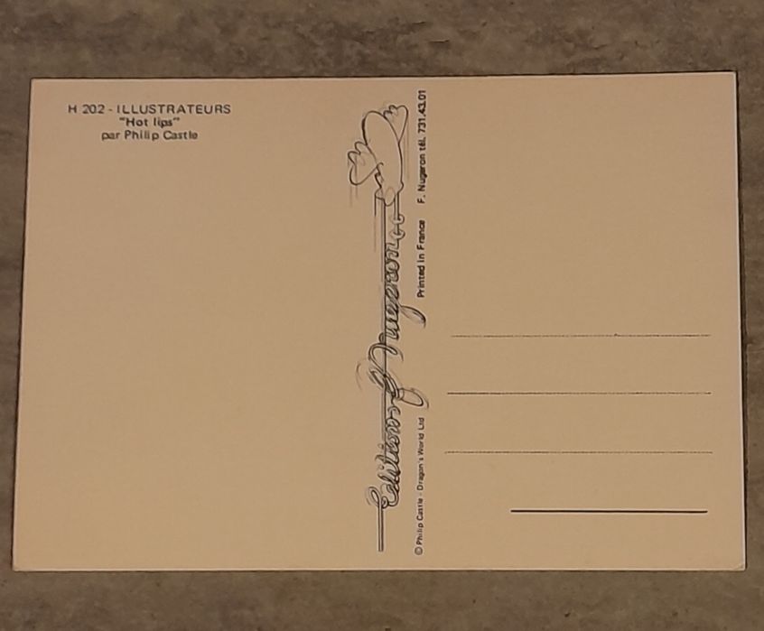 Postal ilustrado "Hot lips", anos 80