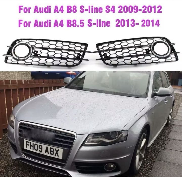 2x czarne kratki zderzaka przód, Plaster Miodu Audi A4 b8 S-Line, S4