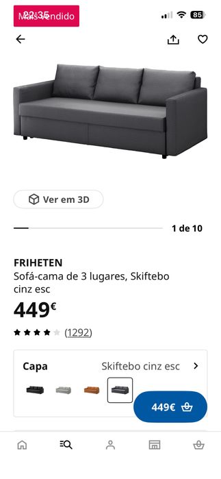 Sofá cama Ikea 3 lugares modelo Friheten