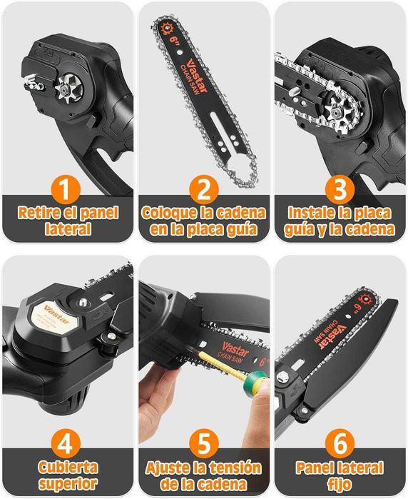 4 correntes mini moto-serra portátil - 6 polegadas