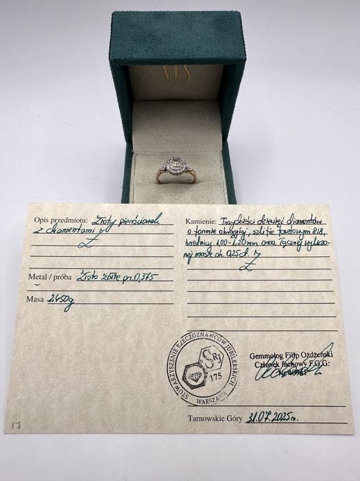 Złoty pierścionek z diamentami 0,25ct