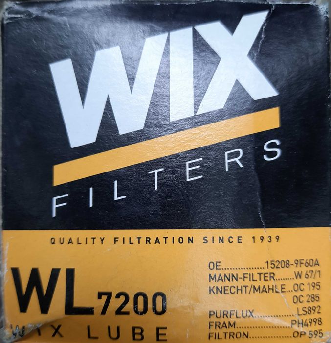 Фыльтр масляний фільтр оливи мастильний WL 7200