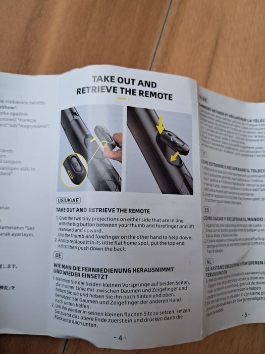 Tripé para telemóvel/câmara com comando