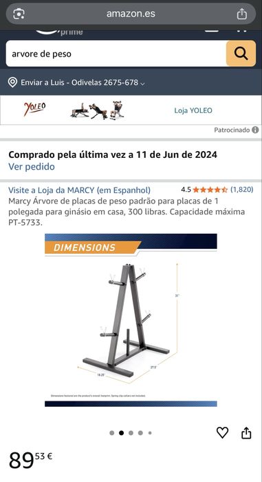 Árvore de Pesos Marcy (Suporte Discos) – Como Nova