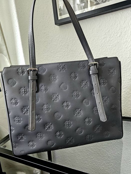 Wittchen skórzana torebka taupe szara shopper premium