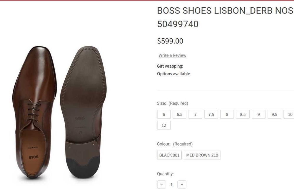 Туфлі чоловічі коричневі Boss 50499740,41р
