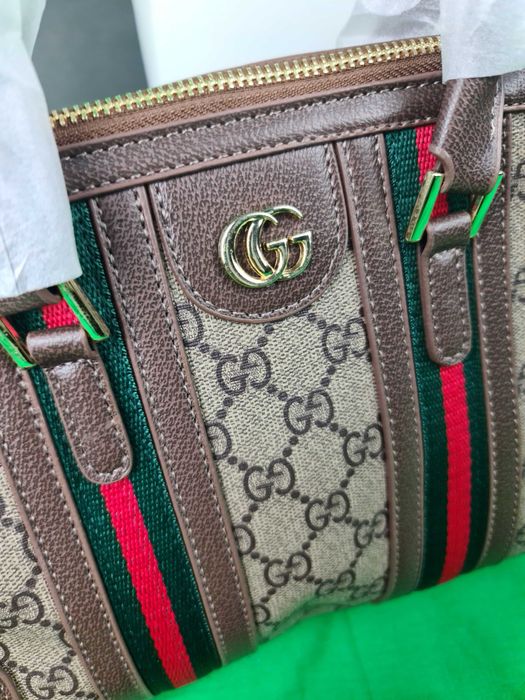 Torebka srednia Torba monogram brazowa skórzana kuferek Premium