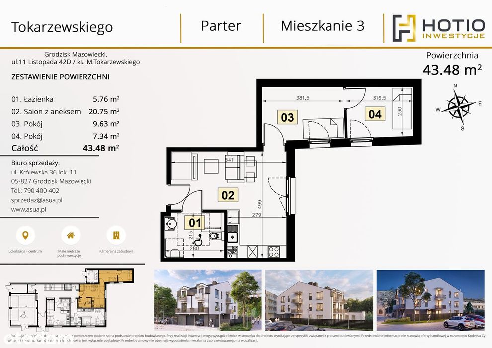 3 pokojowe w centrum, ul. Tokarzewskiego - lok. 3