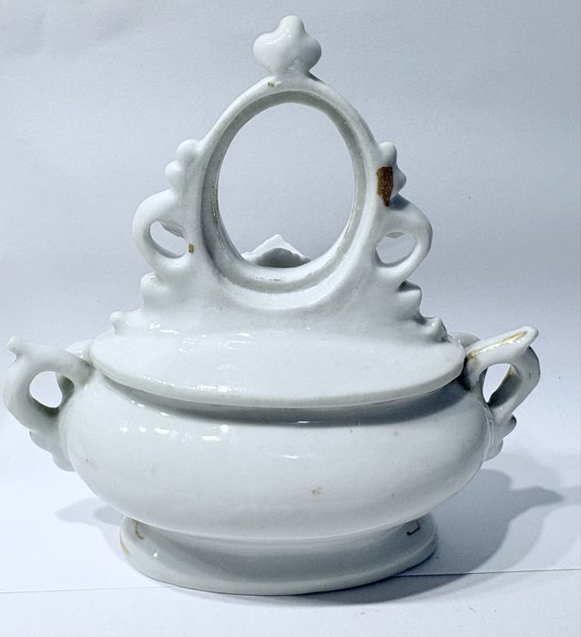 Conjunto de 3 amorosas antigas caixas em porcelana alemã Fairing 1900
