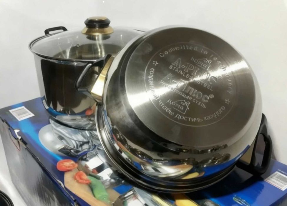 Набір каструль 6 в 1 Набор кастрюль - 12 предметів з нержавіючої сталі