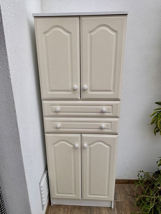 Móvel de Arrumação Alto Branco c/ Gavetas e Prateleiras