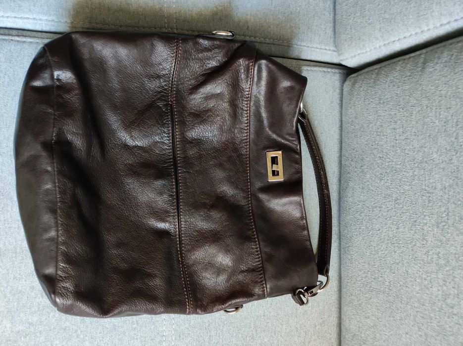 Torba skórzana na ramię w kolorze czekoladowym