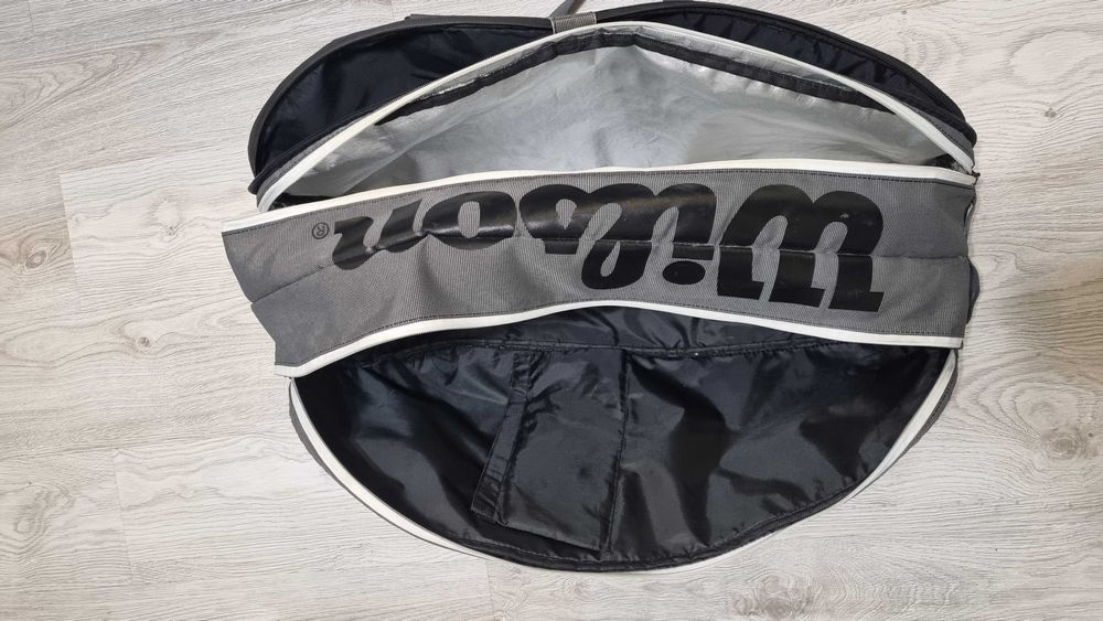 Super torba - Wilson Super Tour 9 Racket Bag - Czarno/szara
