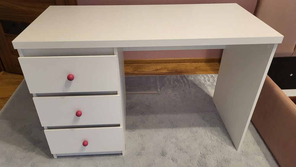 Biurko dziecięce białe 108x50x72 cm + szafka nocna