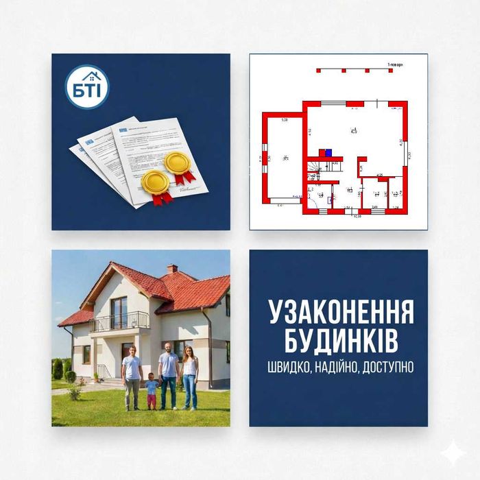 Узаконення будинку під ключ, технічний паспорт БТІ, обміри будівель