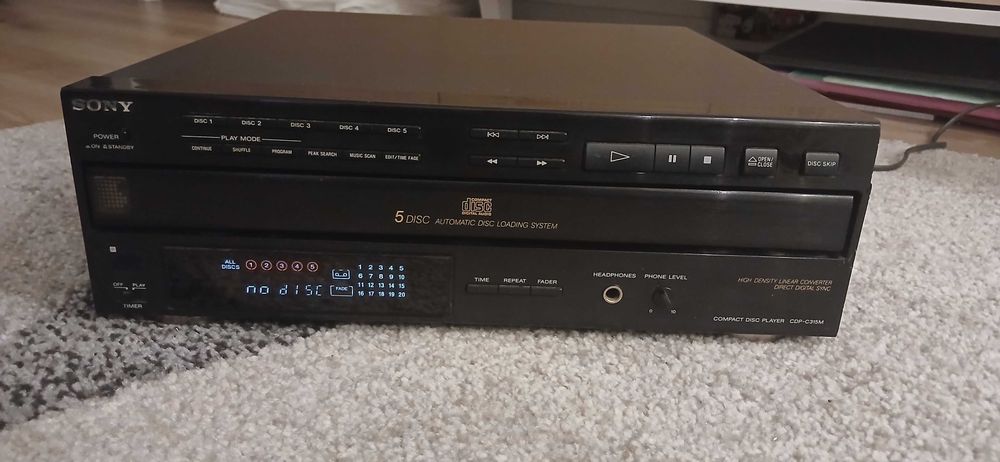 Leitor de CDs Sony CDP-C315M (Carrossel para 5 CDs) - Totalmente Funcional