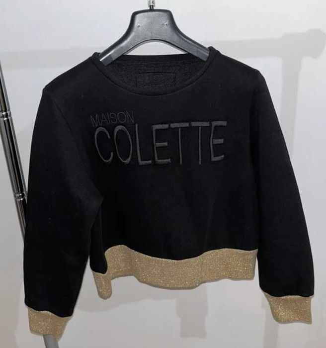 Czarna krótka bluza Maison Colette ze złotymi ściągaczami 100% bawełna M 38
