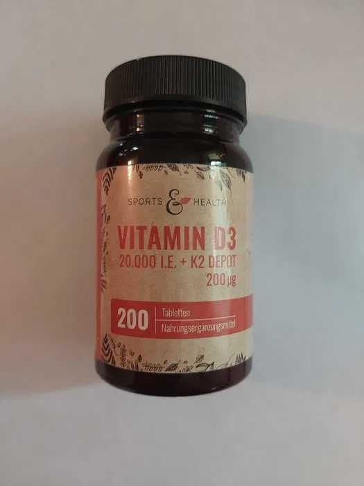 Witamina D3 20000 IU + K2-MK7 200cmg 200 tabl naturalna 100% z Niemiec