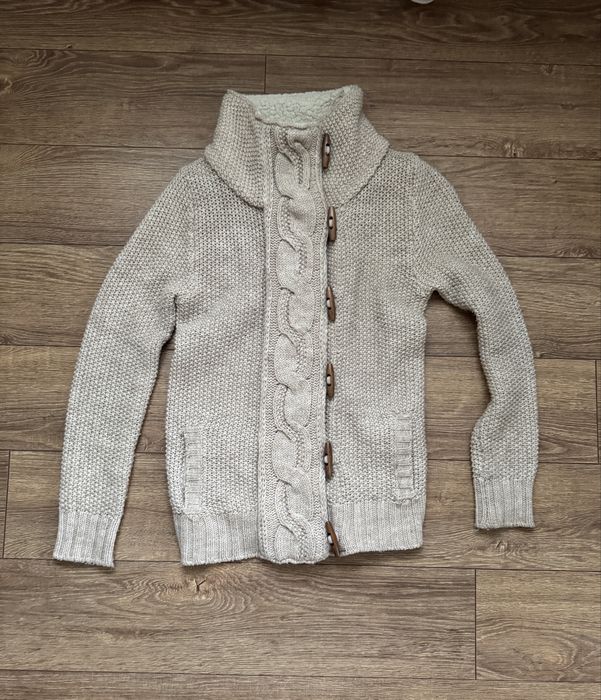 Теплий в'язаний кардиган кофта на хутрі