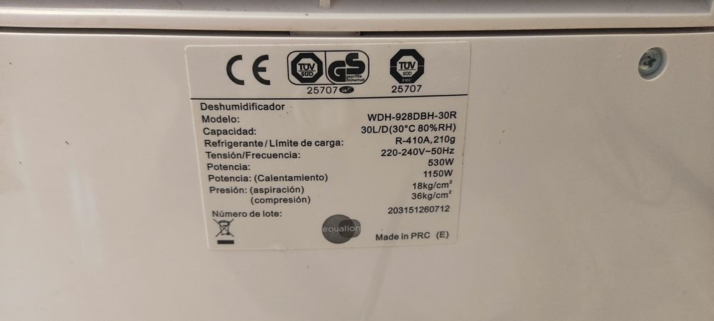 Desumidificador EQUATION 30L R290