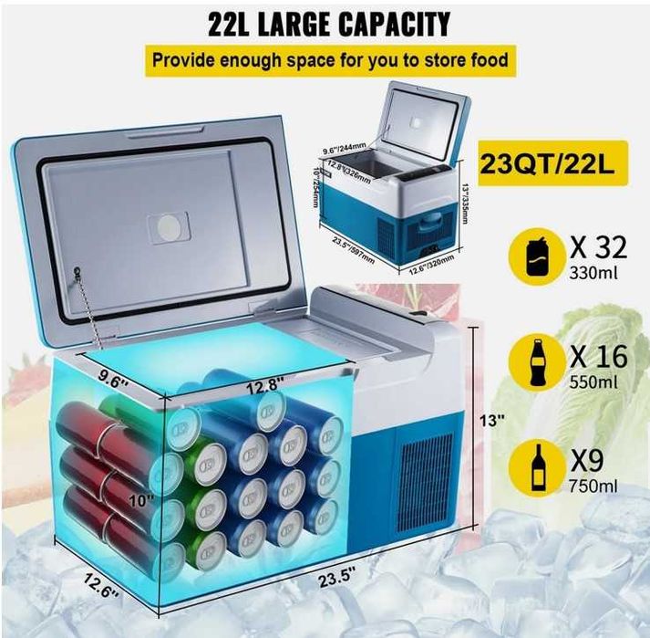 Arca Frigorífica Portátil 22L/35L/45L/55L 12VDC/24VDC ou 220VAC