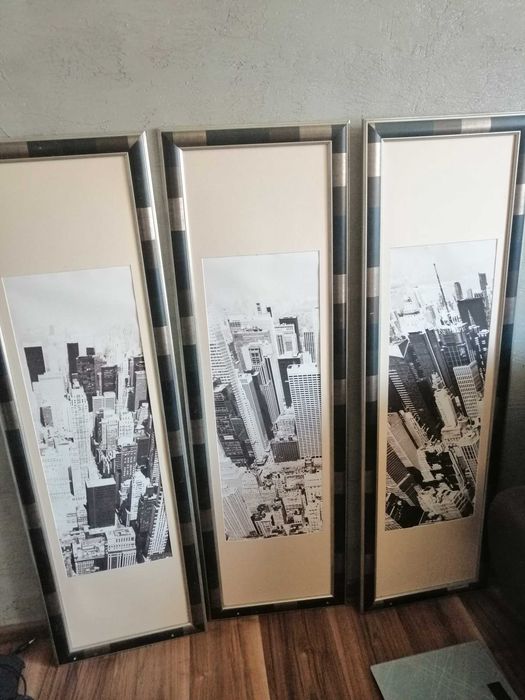 obraz tryptyk New York czarno-biały