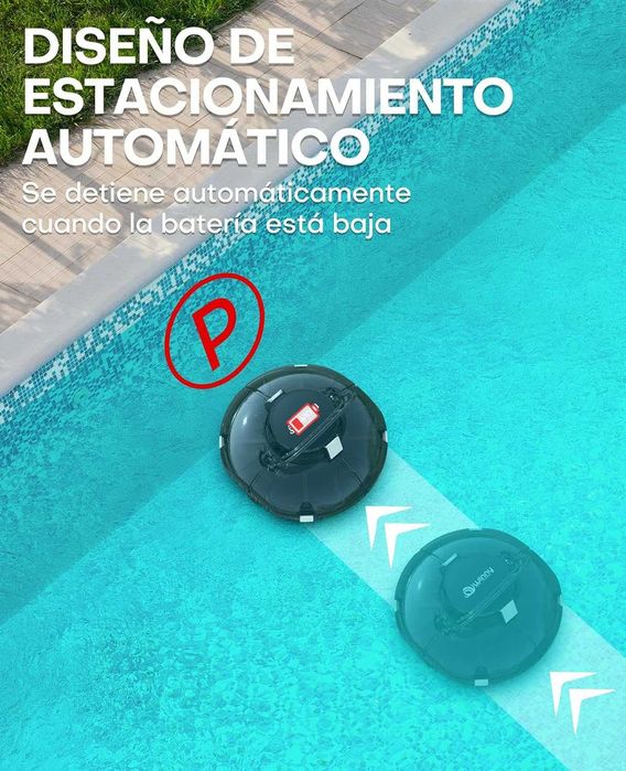Robô de limpeza de piscina sem fios.