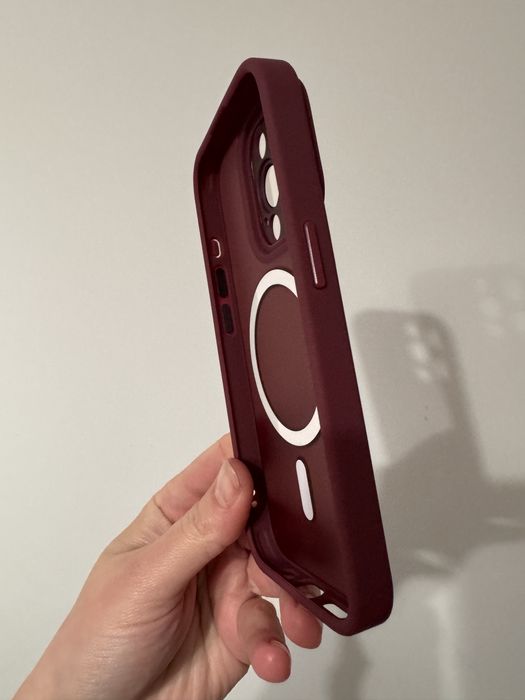 Nowe etui do iPhone 15 Pro + szkła na aparat | kolor bordo