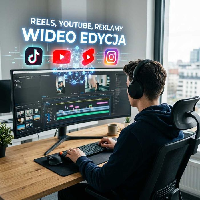 Montaż filmów / Edycja video — TikTok, Reels, Shorts, YouTube, AI