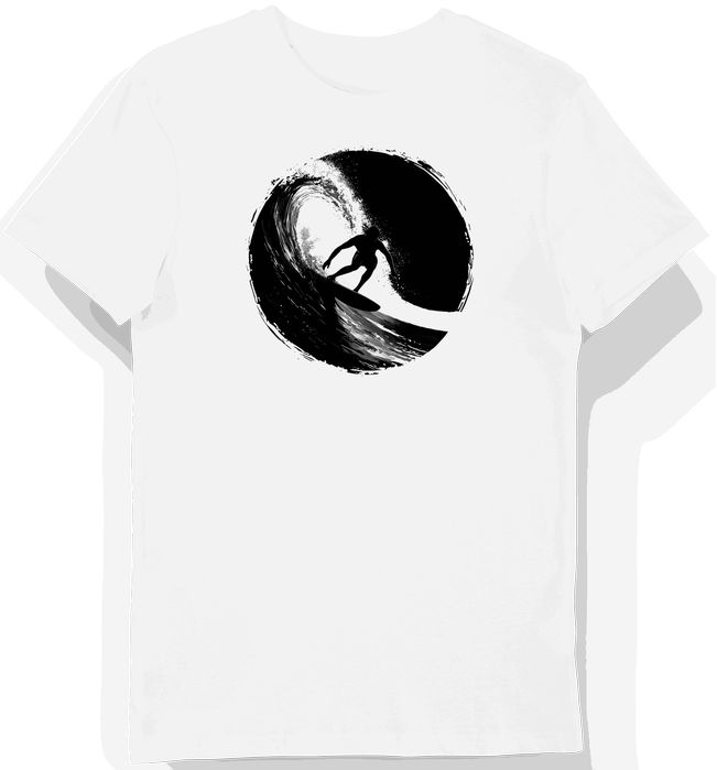 Koszulka męska biała z motywem cięcia fali XL