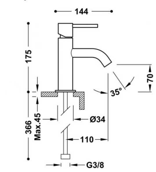 Bateria umywalkowa Tres Study 2 sztuki