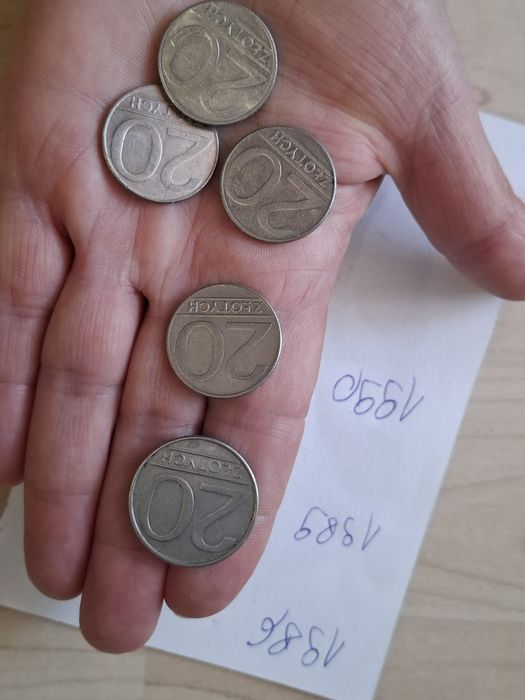 Zestaw 5 x moneta PRL 20 zł, lata 1986. 1989,1990