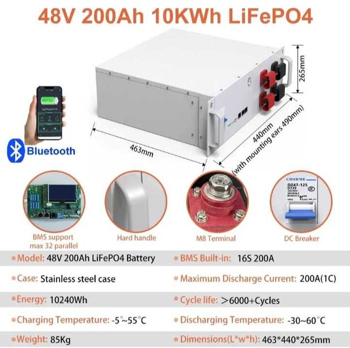 Нова Батарея Lifepo4 200ah 48v 10Квт