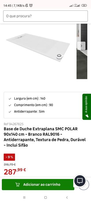 Base duche (embalada)Smc Polar, igual à imagem
