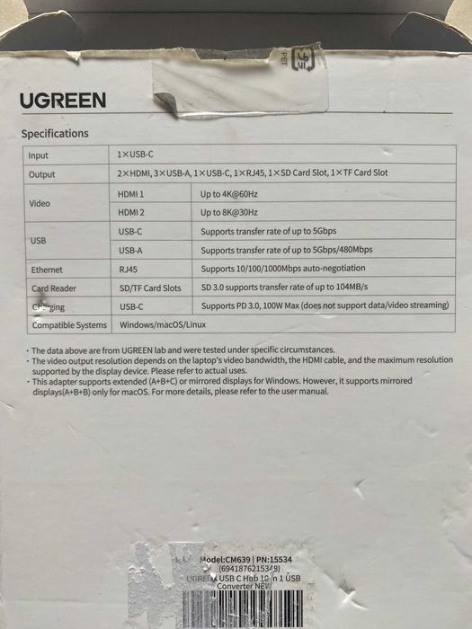 HUB rozdzielacz koncentrator UGREEN USB C CM639 10w1