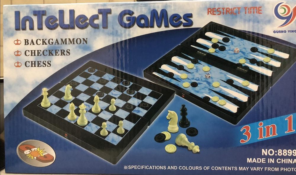 Шахматы, шахи, шашки, нарды, набор 3 в 1, 8899 MC 1178, новий