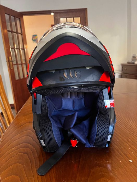 Capacete modular MT Atom SV vermelho mate, tam. S – NOVO, nunca usado