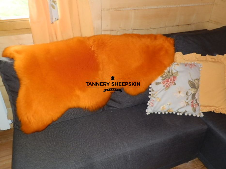 Skóry Owcze Barwione  Pomarańczowe 110-130 cm Skóra Owcza