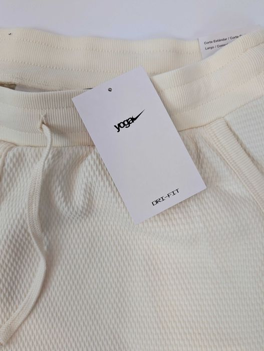 Spodnie Dresowe Nike Yoga Luxe Joggery Waflowe Bawełna nowe z Metką L Ecru
