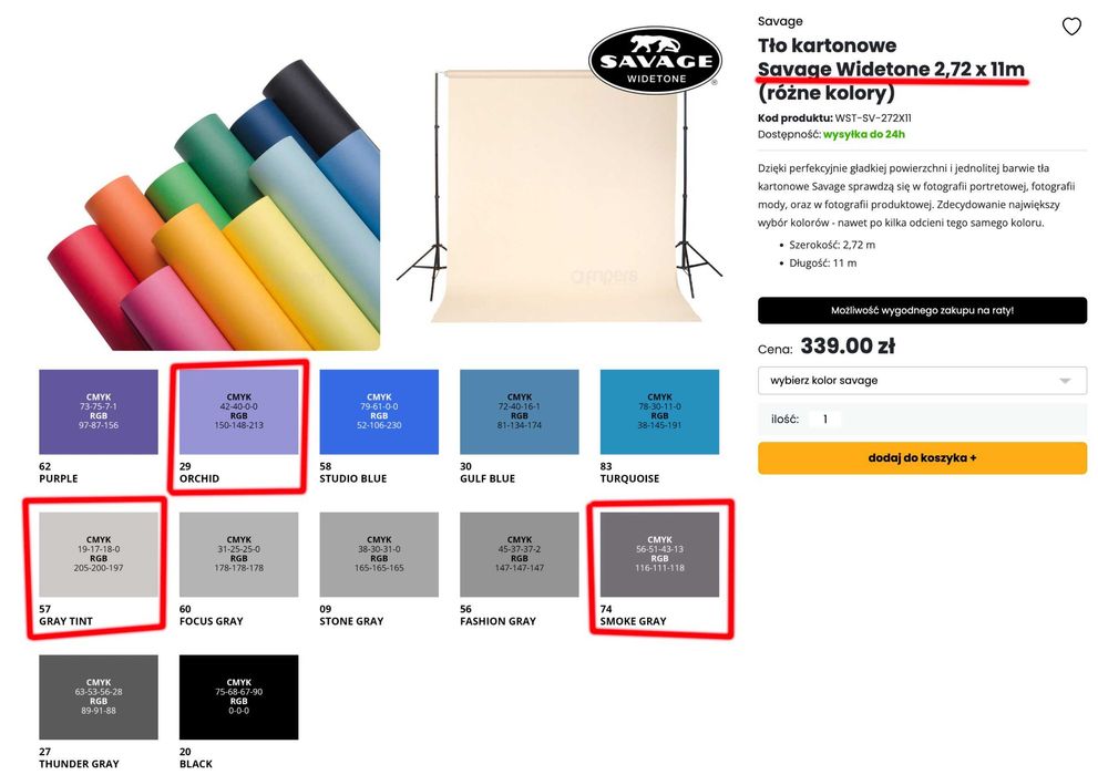 Tło kartonowe Savage Widetone 2,72 x 11m