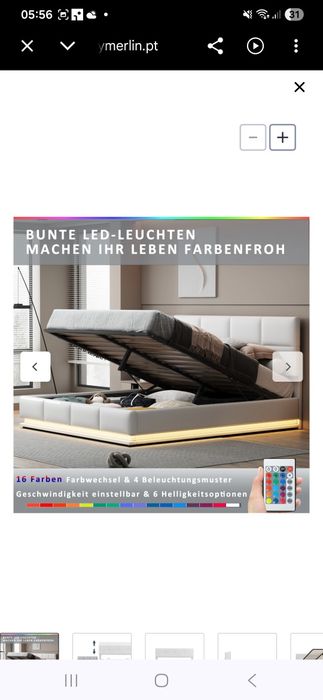 Cama branca com Led