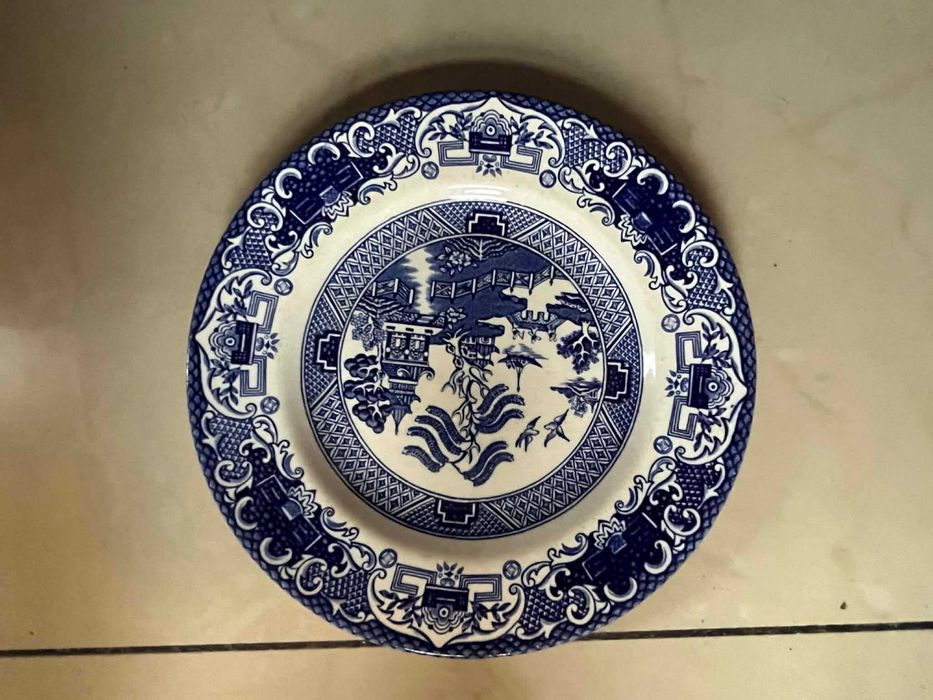 Talerz ceramiczny willow niebieski wzór chiński 18 cm kobalt