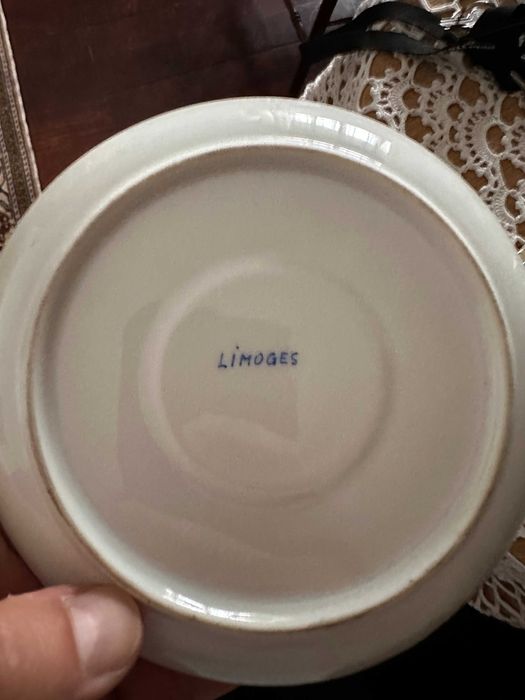 Serviço cha cafe porcelana floral Limges pintado à mão-  bouquet rosas elegante