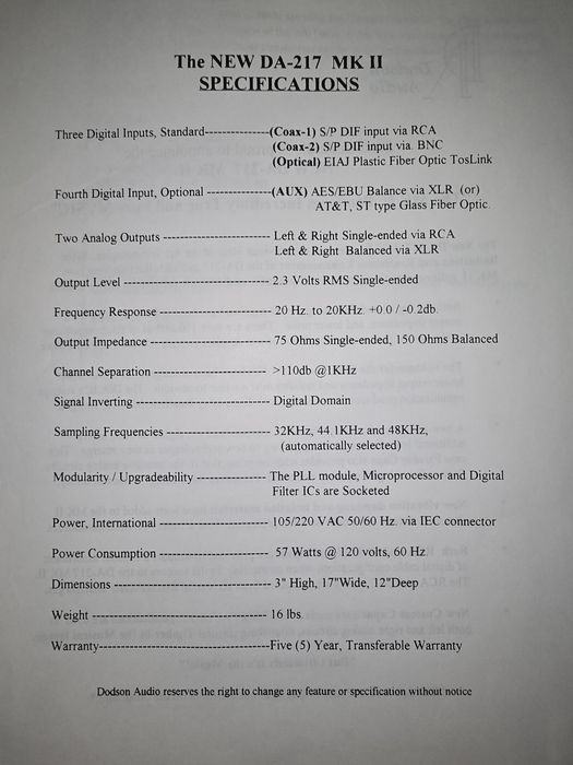 Dodson DA-217 MK 2 DAC