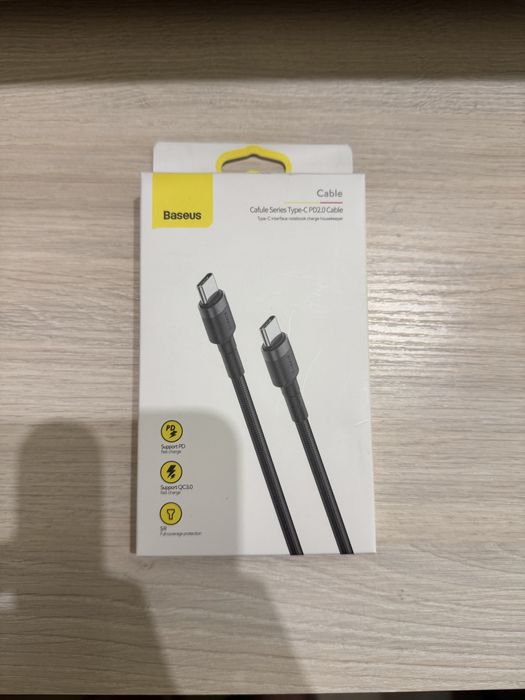 USB-кабель 2 метри з PD2, QC3 Baseus Type-C до USB Type-C з опліткою