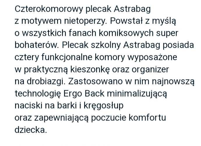 Plecak Astrabag Night bats czarny dla chłopca