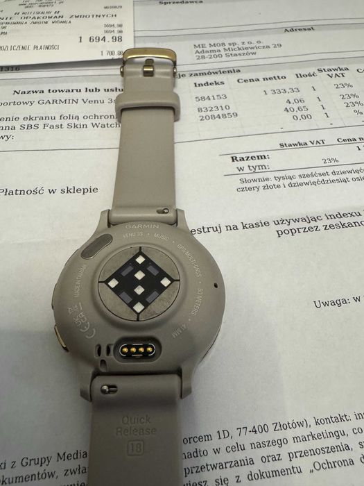 Garmin Venus 3S 41mm Szaro-złoty