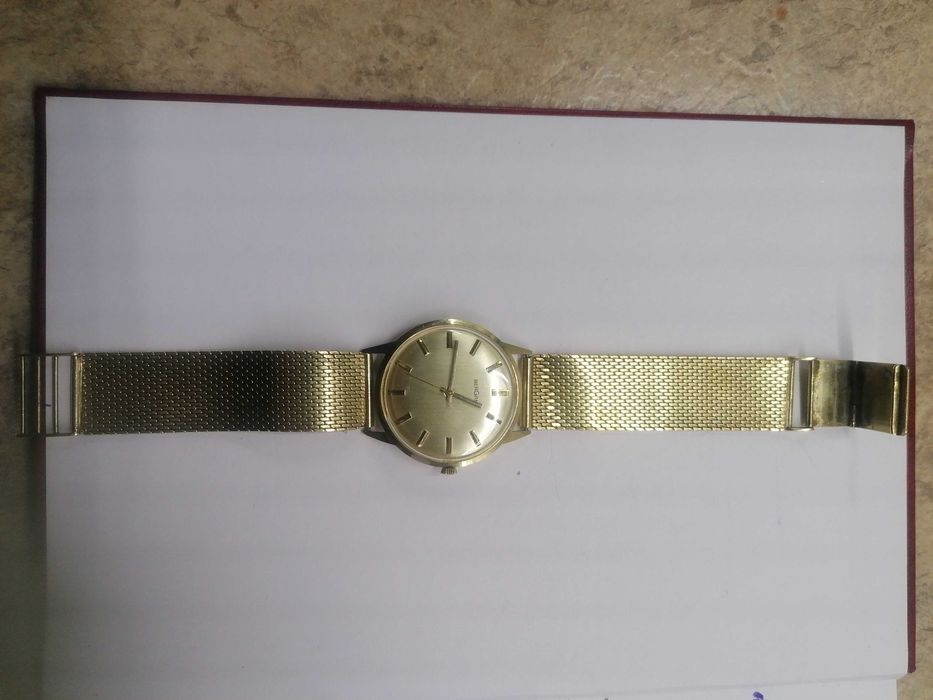 Bergana złoty 14K zegarek męski na pasku